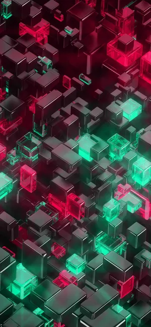 3d Iphone Red And Green Cubes Wallpaper