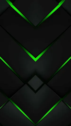 3d Material Neon Green And Black Pattern Wallpaper