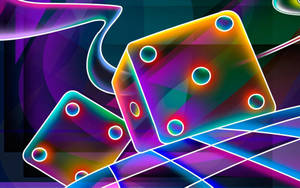 3d Neon Psychedelic Dice Wallpaper