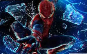 3d Spiderman Breaking Through Glass Wallpaper