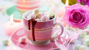 3d Teacup Marshmallow Wallpaper