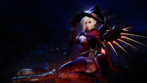 3d Witch Mercy At Night Wallpaper