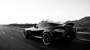 4k Black And White Car On Road Wallpaper