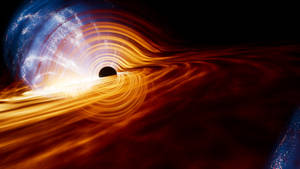 4k Black Hole Orange Light Streaks Wallpaper