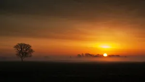 4k Computer Sunset In Field Wallpaper