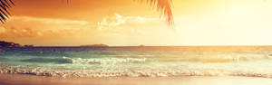 4k Dual Monitor Beach During Sunset Wallpaper