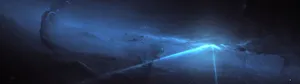 4k Dual Monitor Night Sky With Blue Light Wallpaper