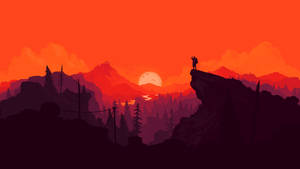 4k Firewatch Hiker On Red Mountains Wallpaper