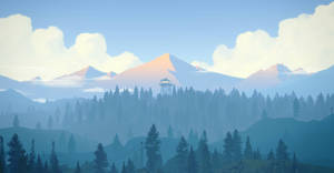 4k Firewatch Soft Pastel Mountains Wallpaper