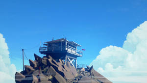 4k Firewatch Tower On Pointy Rocks Wallpaper