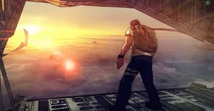 4k Free Fire Character On Aircraft Wallpaper