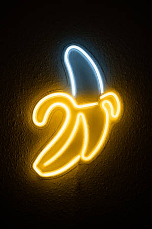 4k Glowing Neon Banana Wallpaper