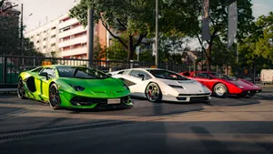 4k Laptop Car Show Lamborghini Aventador Wallpaper