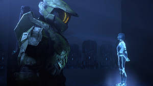 4k Master Chief Facing Cortana Wallpaper