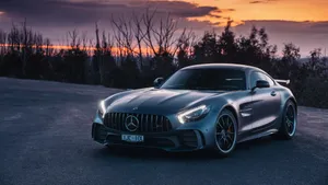 4k Mercedes-benz With Trees Wallpaper