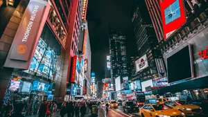 4k New York City Night Bustling Street Wallpaper