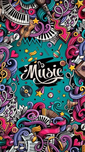 4k Phone Background Music Doodles Wallpaper