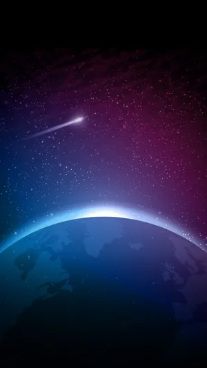4k Phone Background Shooting Star Over Earth Wallpaper