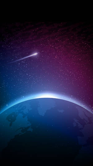 4k Phone Background Shooting Star Over Earth Wallpaper