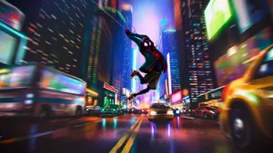 4k Spider Man In Spider Verse Wallpaper