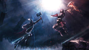 4k Thor Vs Kratos Wallpaper