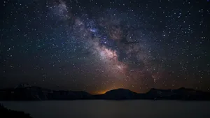4k Ultra Hd Galaxy Over Mountains Wallpaper