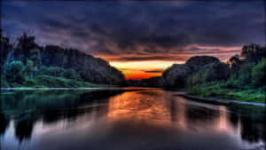 4k Ultra Hd Hdr Landscape With A Dramatic Sunset Wallpaper