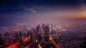 5k Hd City Skyline At Night Wallpaper