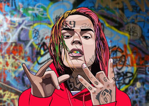 6ix9ine Tattoos And Colorful Hair Wallpaper