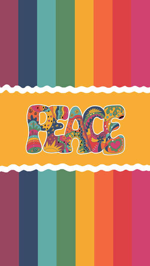 70s Peace Hippie Rainbow Wallpaper