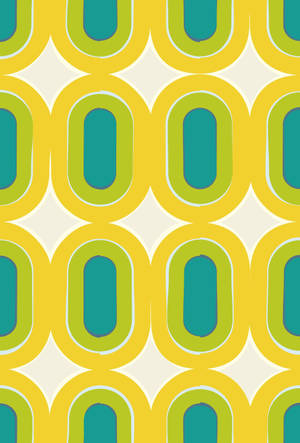 70s Yellow Green Oblong Pattern Wallpaper