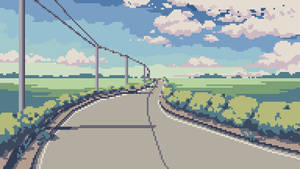 8-bit Aesthetic Japanese Road For Computer Wallpaper