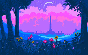 8-bit Factory Forest Cute Aesthetic Pc Wallpaper