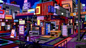 8 Bit Japan Convenience Store Wallpaper