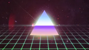 80s Neon Grid Triangle Wallpaper