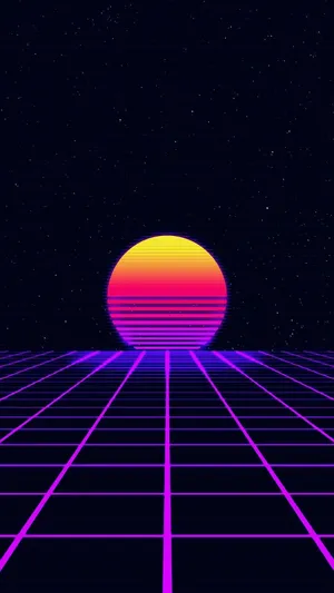 80s Vaporwave Retro Sunset Wallpaper