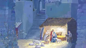 8k Christmas Nativity Painting Wallpaper