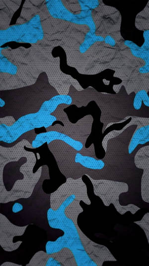 8k Iphone Blue Camouflage Pattern Wallpaper