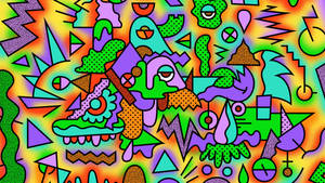 90s Colorful Abstract Cartoon Wallpaper