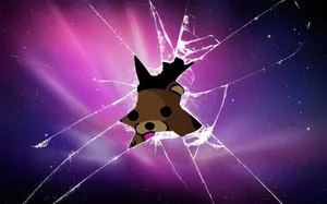 A Bear Glimpsed Through A Cracked Phone Screen Wallpaper
