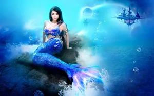 A Beautiful Mermaid Basks In The Sunlight Wallpaper
