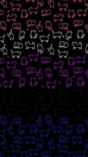 A Black And Blue Background With A Rainbow Of Cats Wallpaper