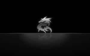 A Black And Silver Dragon Logo On A Black Background Wallpaper