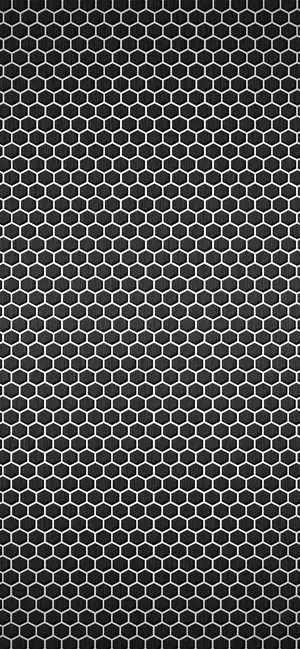 A Black And White Hexagonal Pattern On A Black Background Wallpaper