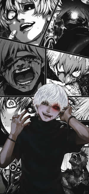 A Black And White Image Of A Character With White Hair Wallpaper