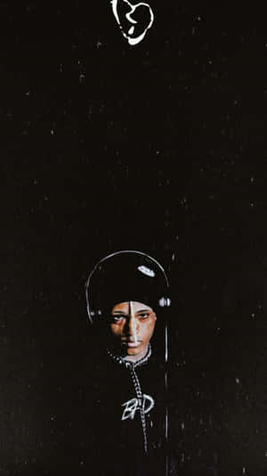 A Black And White Image Of A Man In A Helmet Wallpaper