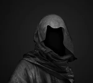 A Black And White Image Of A Man In A Hooded Robe Wallpaper