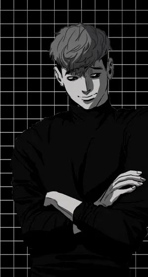 A Black And White Image Of A Man With His Arms Crossed Wallpaper