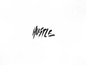 A Black And White Image Of The Word Hustle Wallpaper