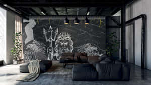 A Black And White Mural Wallpaper